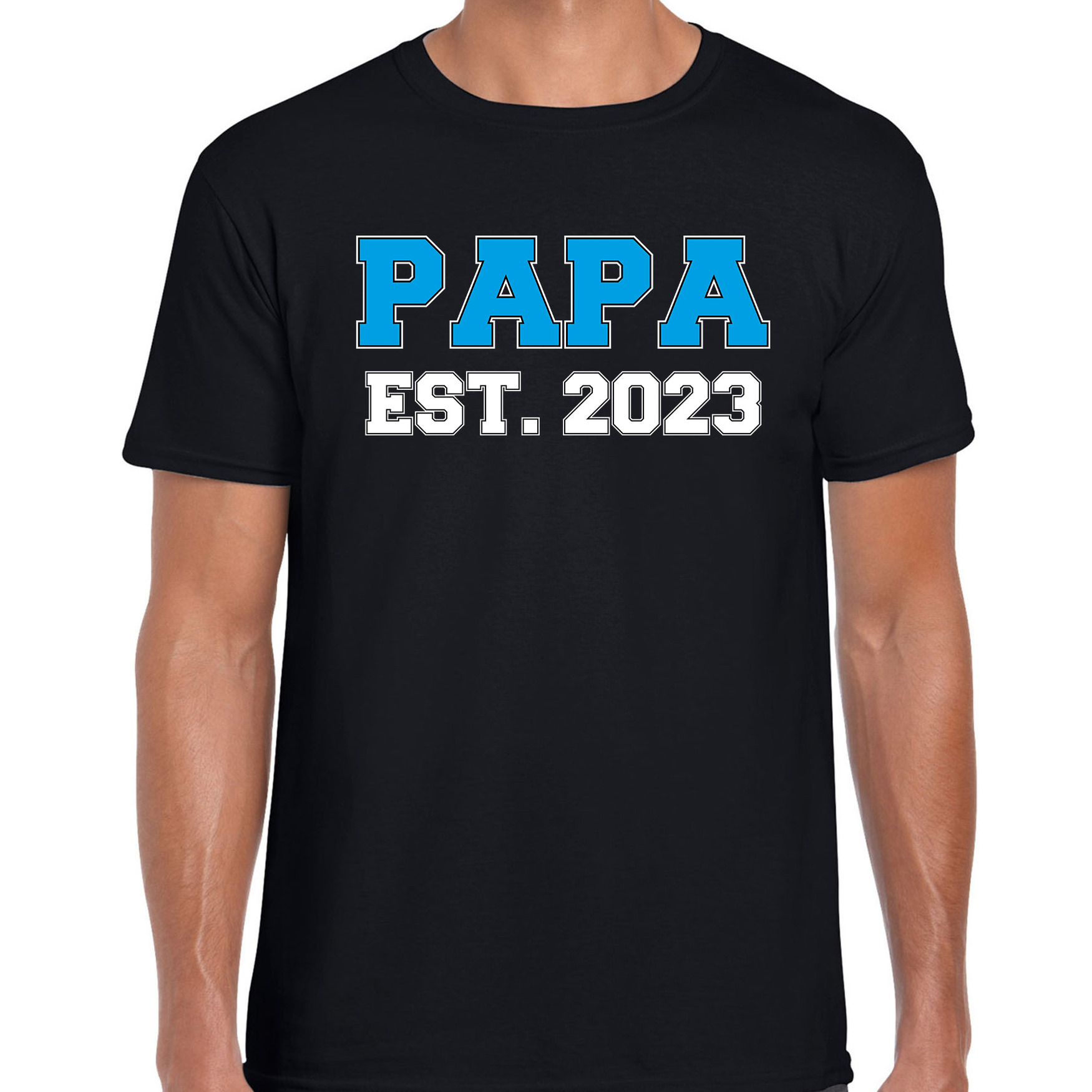 Papa est 2023 t-shirt zwart voor heren - Aanstaande vader/ papa cadeau