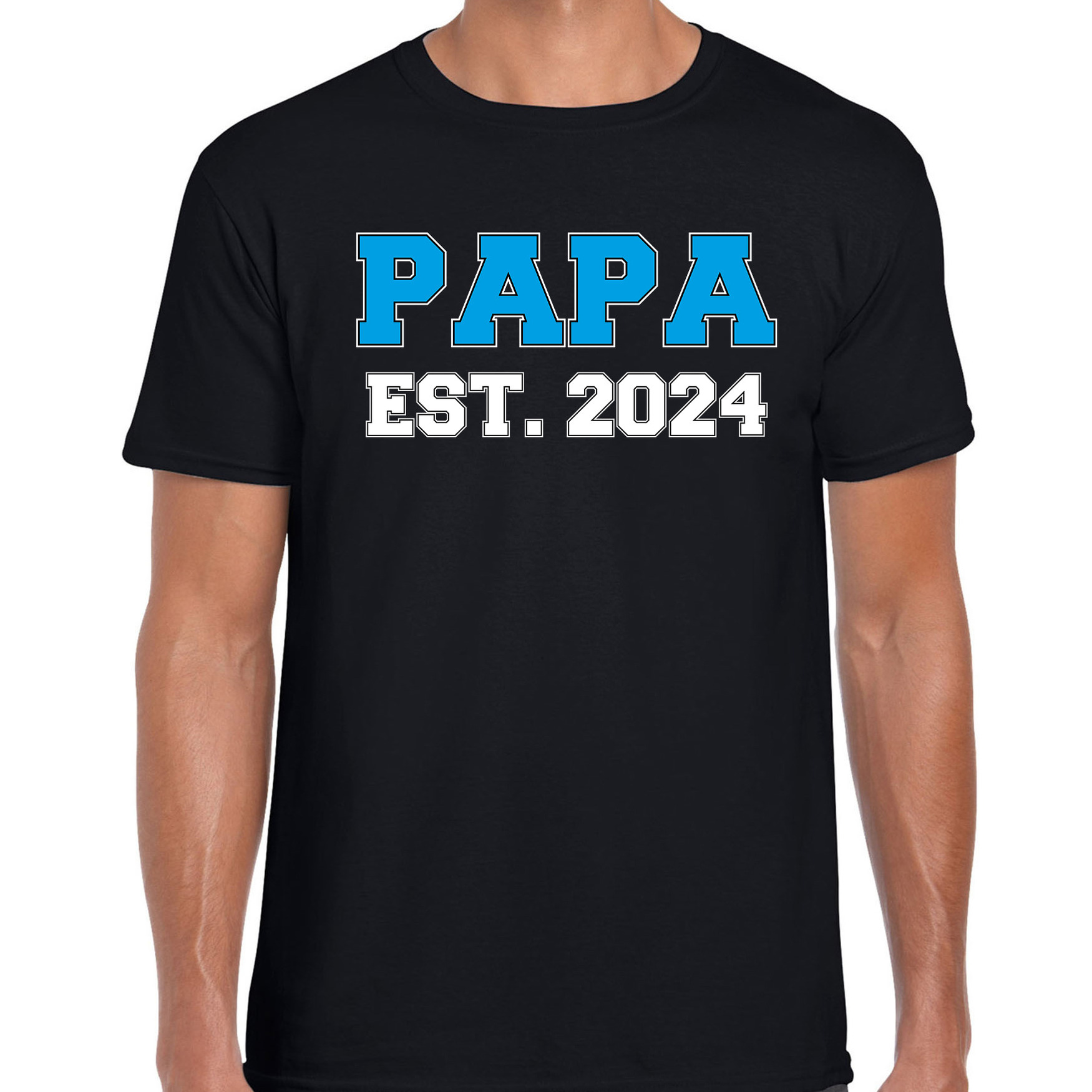 Papa est 2024 t-shirt zwart voor heren - Aanstaande vader/ papa cadeau