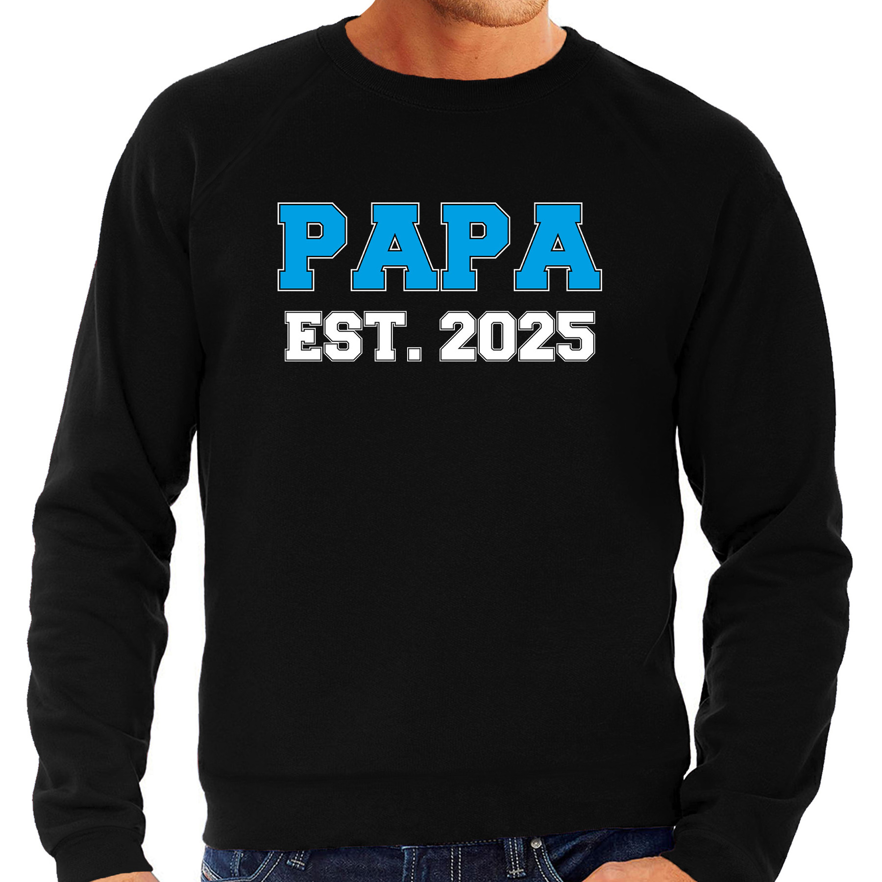 Papa est 2025 sweater / trui zwart voor heren - Aanstaande vader/ papa cadeau