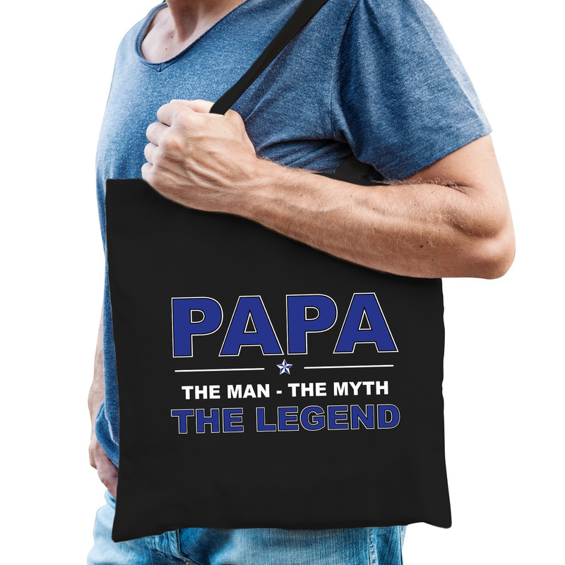 Papa the legend katoenen tas zwart voor heren