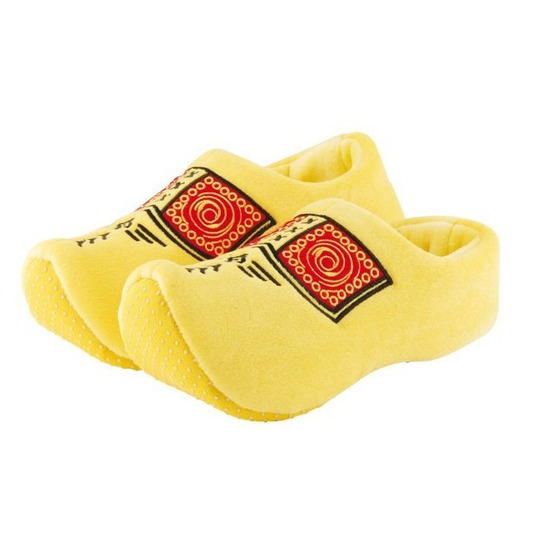 Pluche gele klompen/clogs sloffen/pantoffels voor kinderen