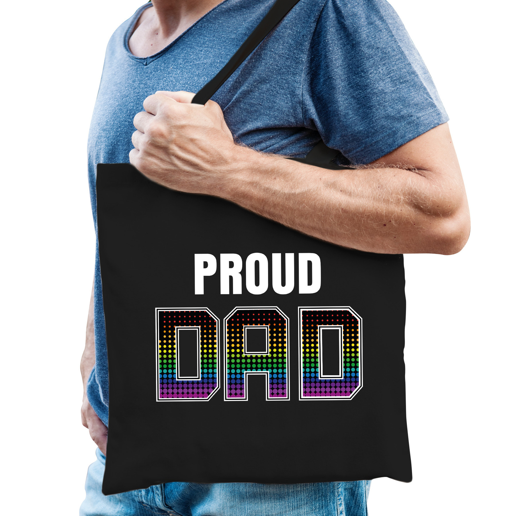 Proud dad / trotse vader regenboog cadeau tas zwart voor heren