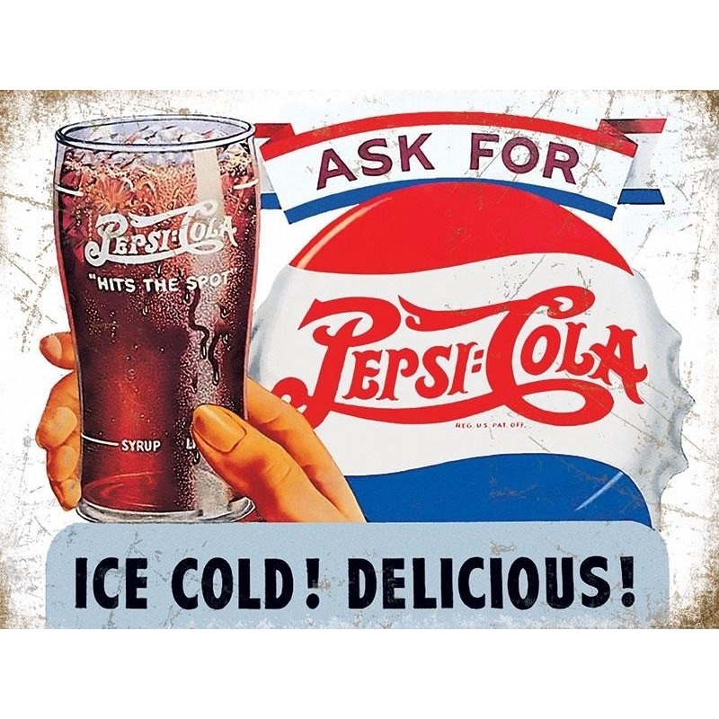 Retro muurplaatje Pepsi Cola Ice Cold 30 x 40 cm