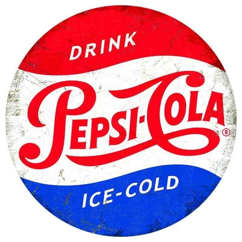Retro rond muurplaatje Pepsi Cola 30 cm