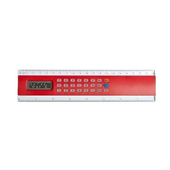 Rode liniaal 20 cm met rekenmachine