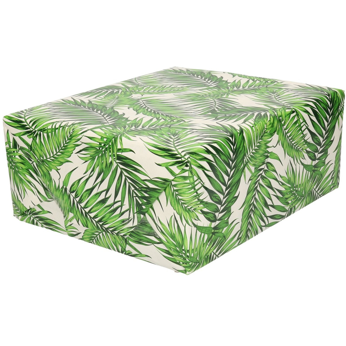 Rollen Inpakpapier/cadeaupapier wit met groene bladeren design 200 x 70 cm