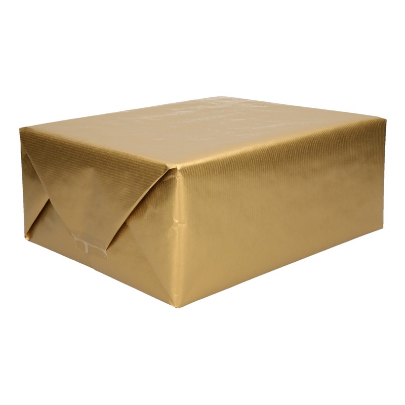 Rollen Kraft cadeaupapier/inpakpapier goud 200 x 70 cm