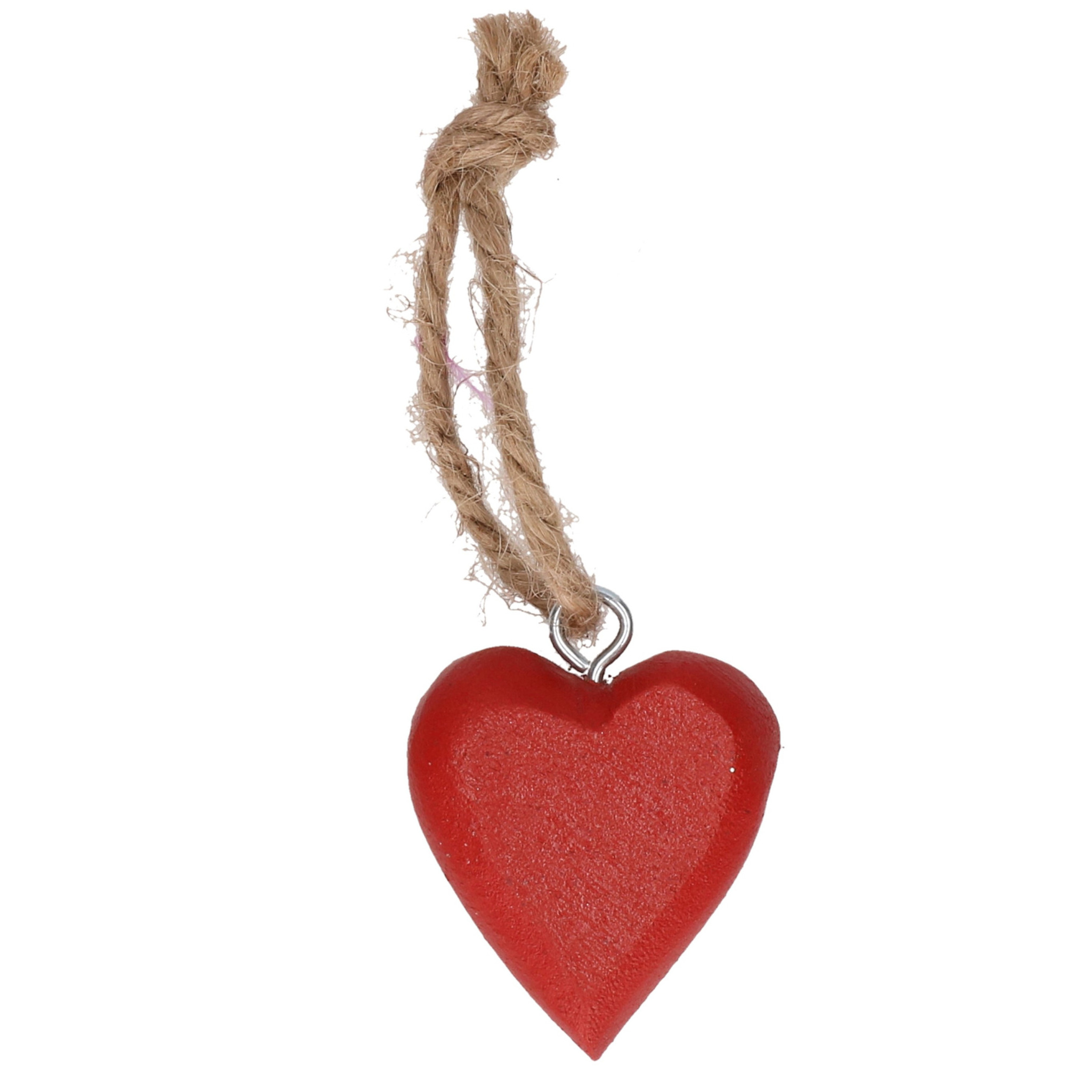 Rood hartjes hangertje aan touwtje 5 cm