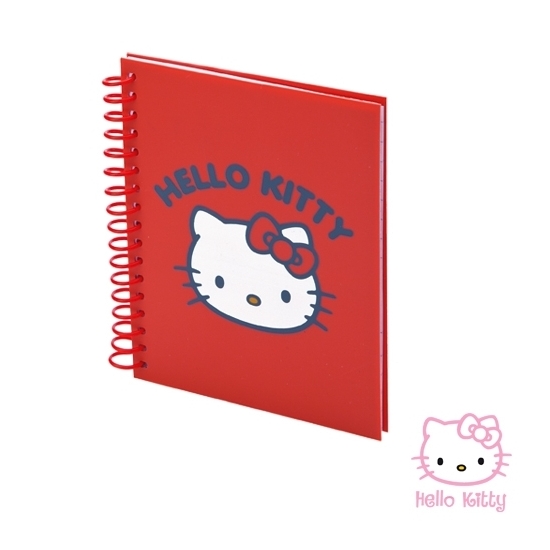 Rood Hello Kitty opschrijfboekje/notitieblokje/schriftje 80 vellen 12 x 14 cm