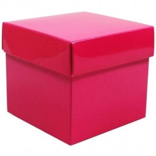 Roze cadeaudoosje 10 cm vierkant