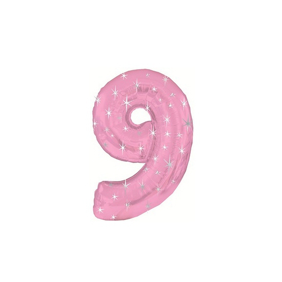 Roze folie ballon nummer 9