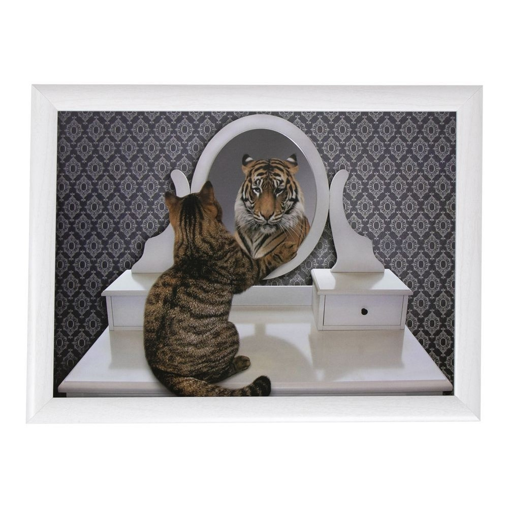 Schootkussen/laptray grappige kat en tijger print 43 x 33 cm