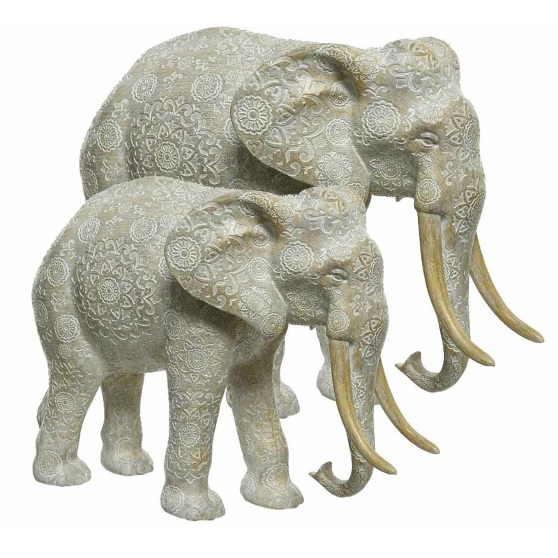 Set van 2 olifanten beelden 18 en 26 cm