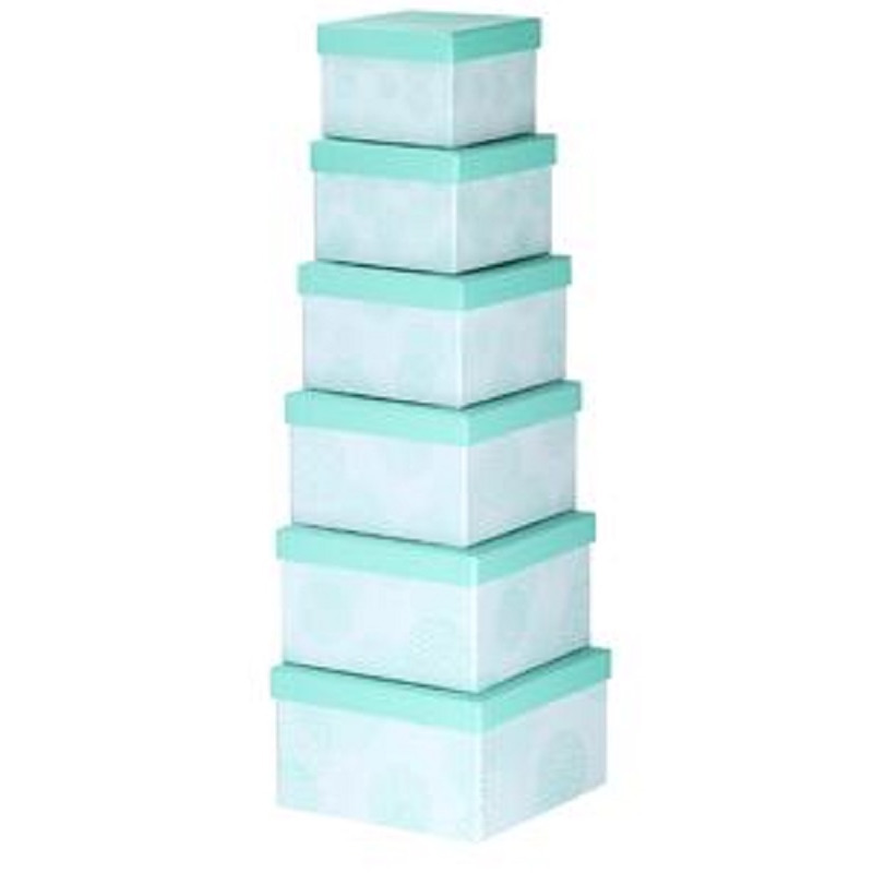 Set van 6x stuks pastel turquoise cadeaudoosjes 13,5-21 cm vierkant