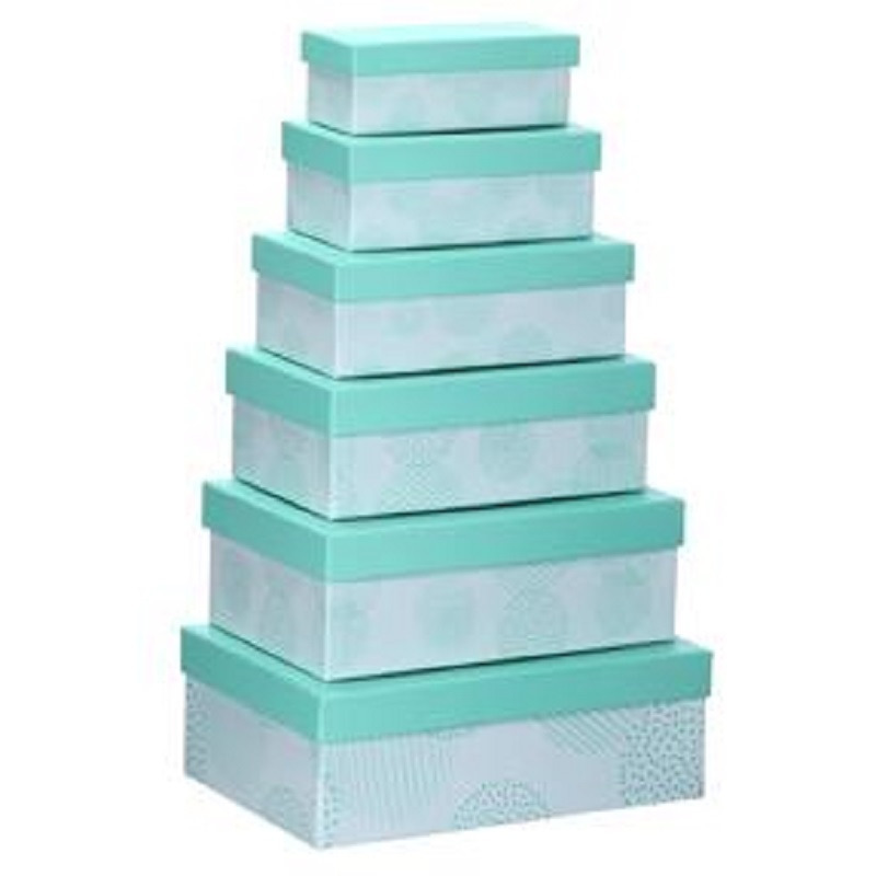 Set van 6x stuks pastel turquoise cadeaudoosjes 16,5-28,5 cm rechthoekig