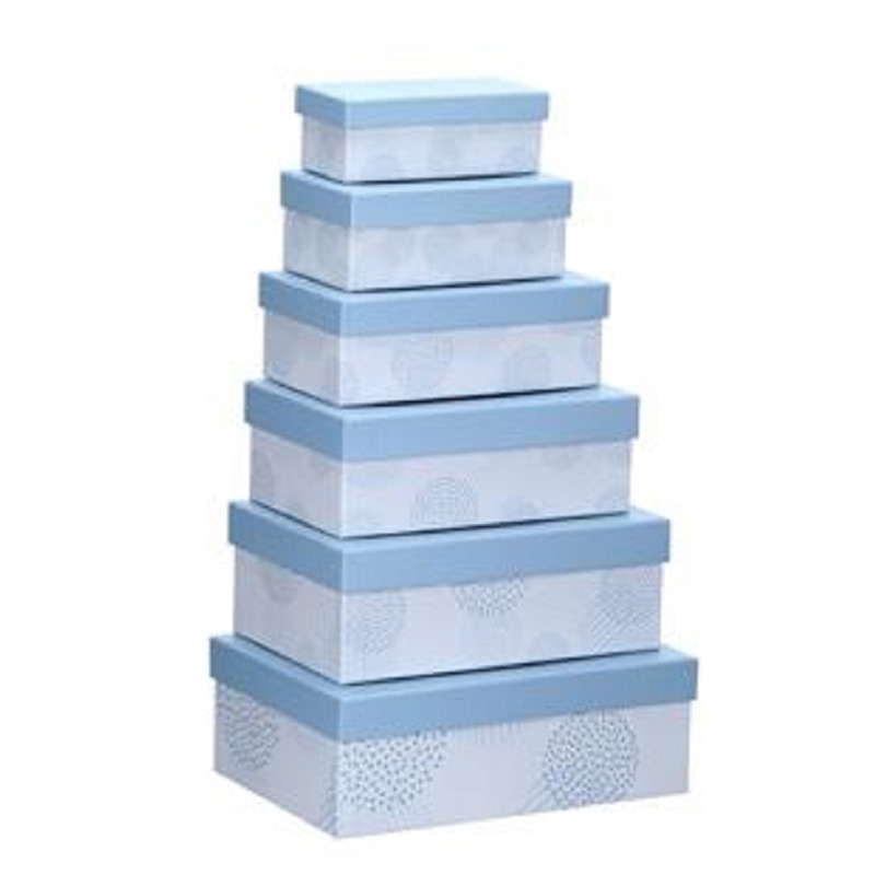 Set van 6x stuks pastelblauwe cadeaudoosjes 16,5-28,5 cm rechthoekig