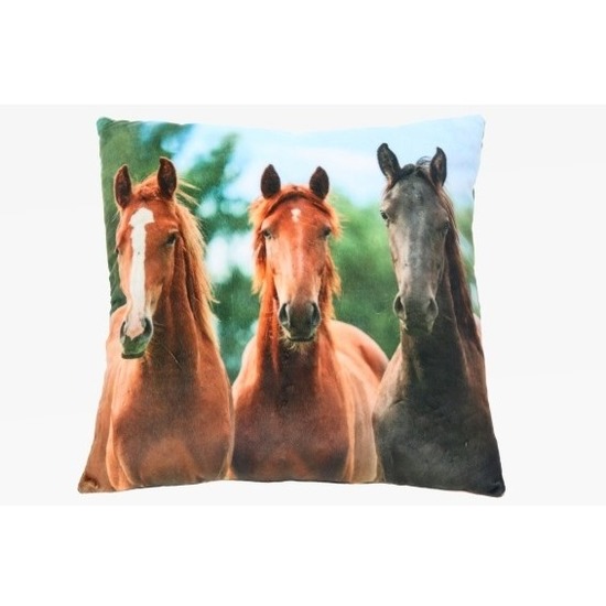 Sierkussen met paarden dierenprint 35 cm