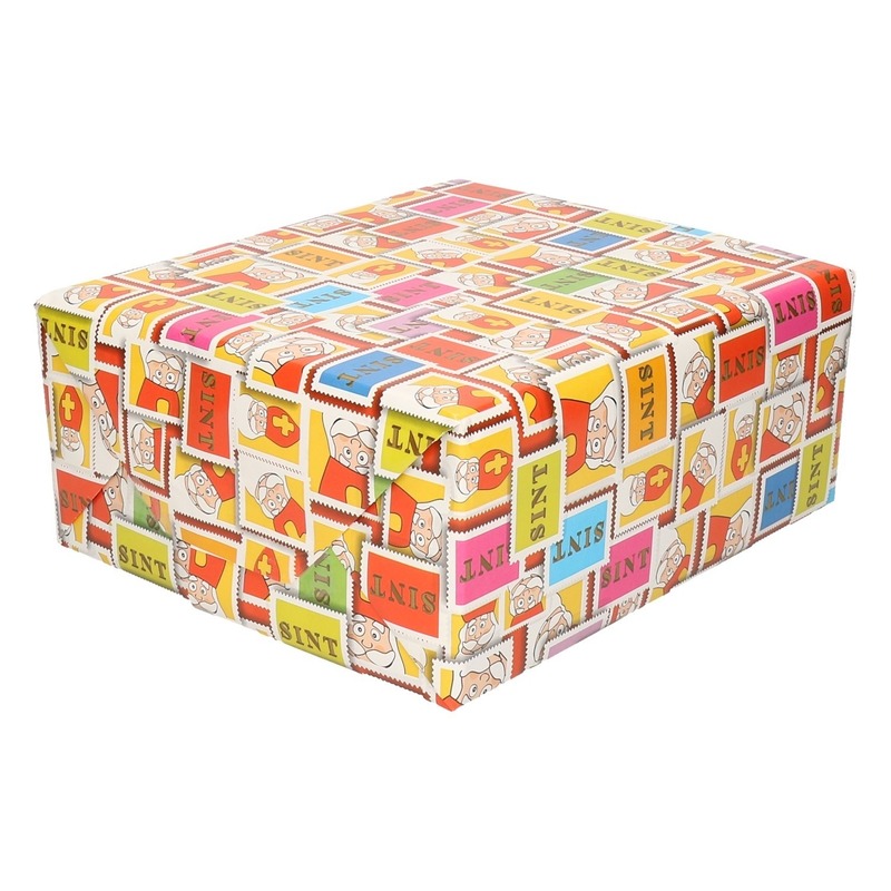 Sinterklaas inpakpapier/cadeaupapier gekleurd 2,5 x 0,7 meter