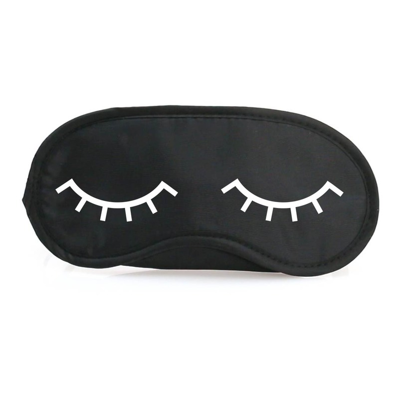 Slaapmasker met slapende oogjes zwart/wit