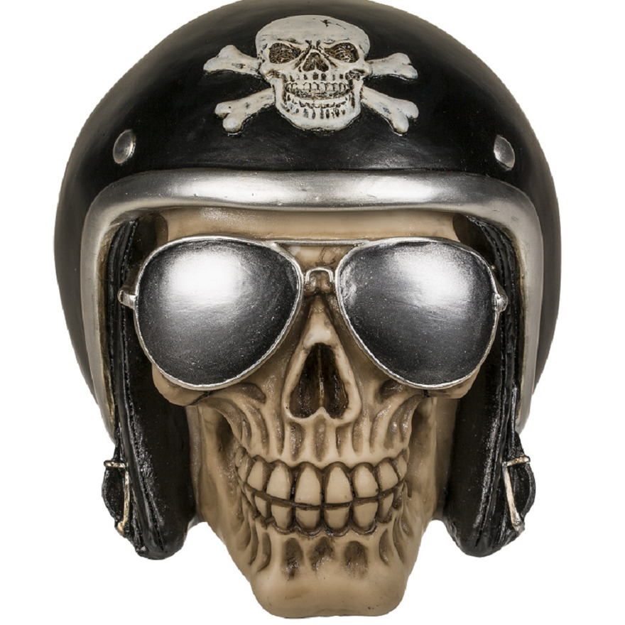 Spaarpot Motor bikers skull 16 x 13 cm