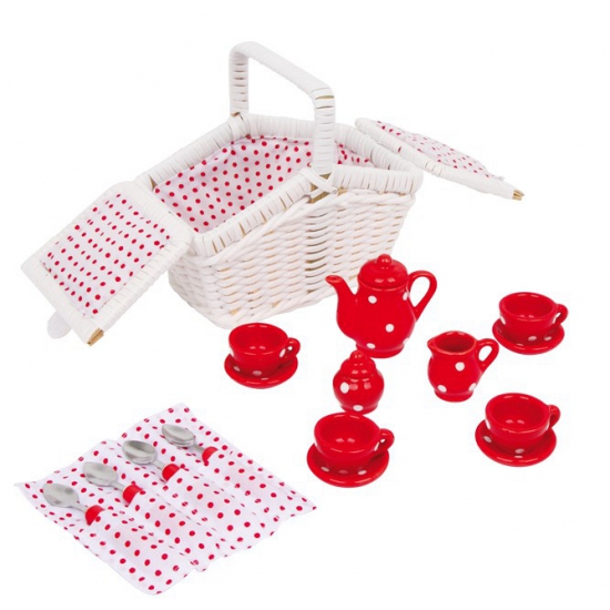 Speelgoed mini poppen/kinder picknick set 16 x 10 x 15 cm