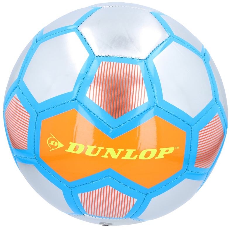 Speelgoed voetbal oranje/zilver/blauw 23 cm