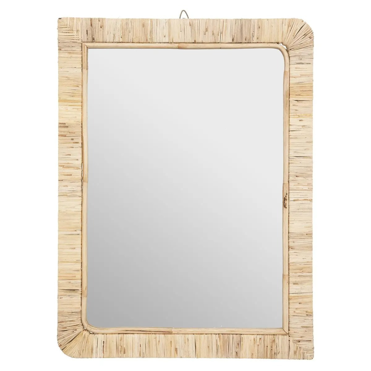 Spiegel/wandspiegel rechthoek 60 x 40 cm rotan beige