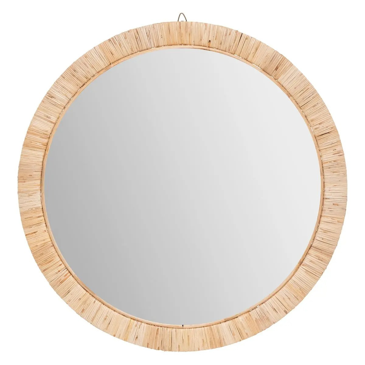 Spiegel/wandspiegel rond D60 cm rotan beige