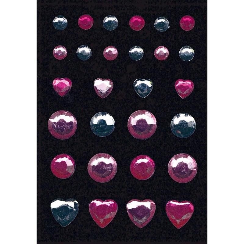 Stickers met roze en zilveren strass steentjes