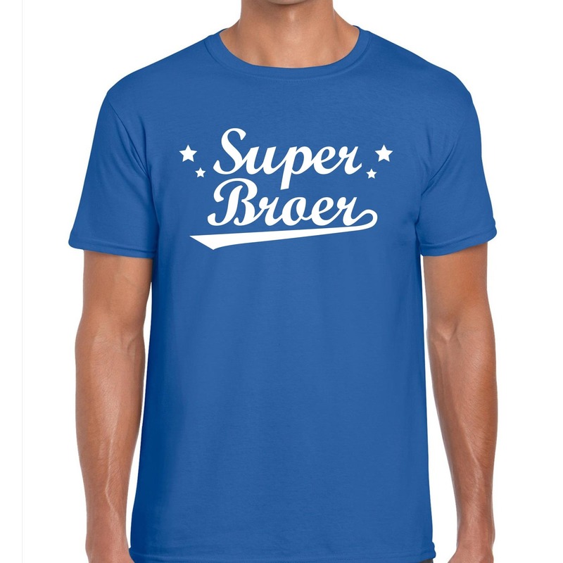 Super broer cadeau t-shirt blauw heren
