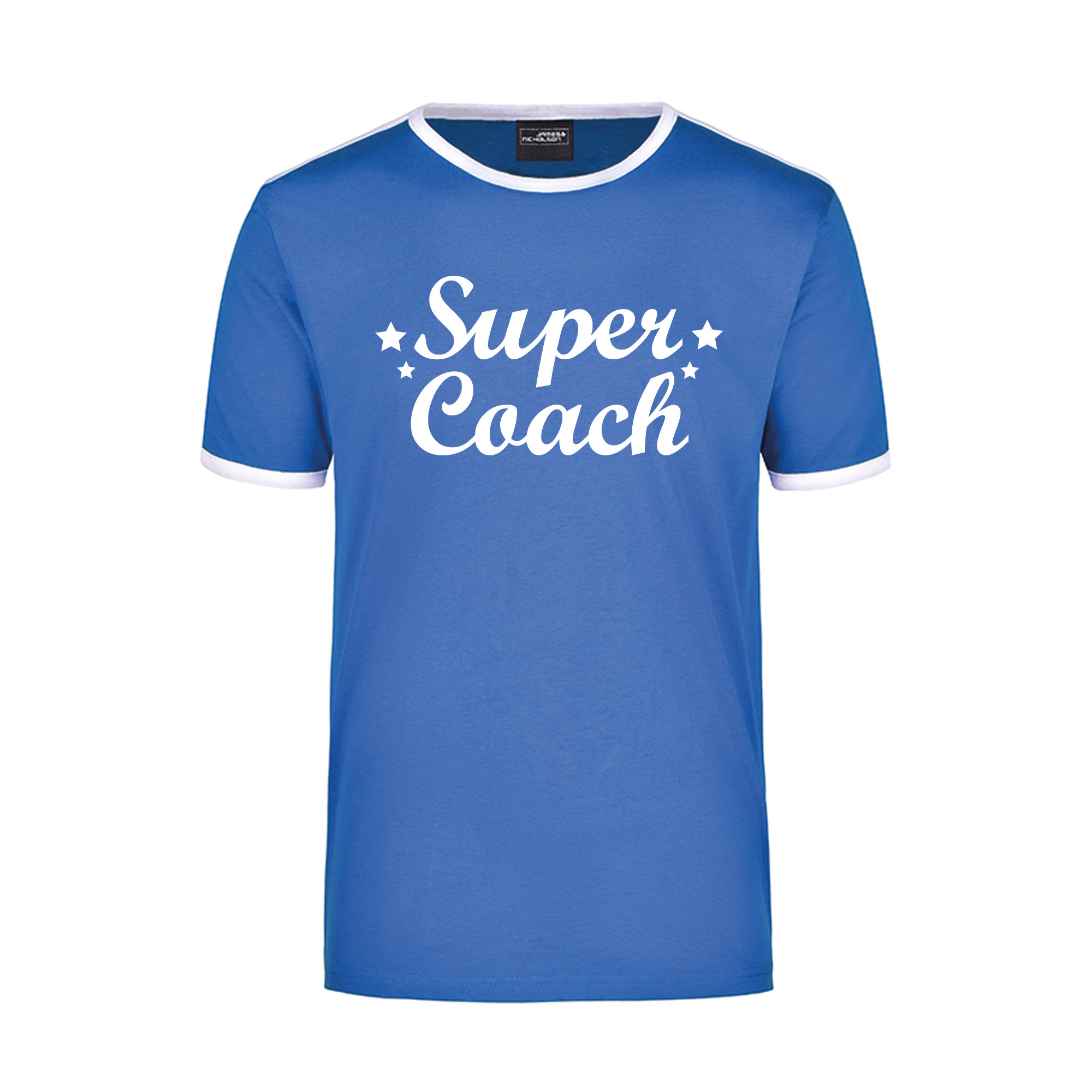 Super coach blauw/wit ringer t-shirt voor heren