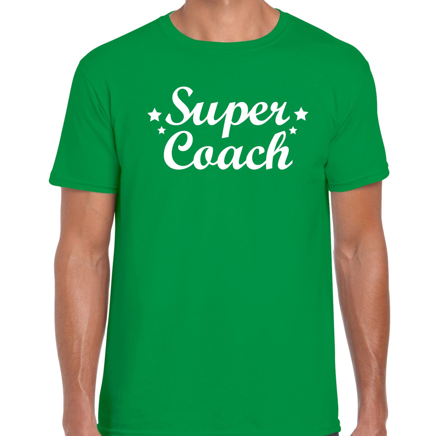 Super coach cadeau t-shirt groen heren