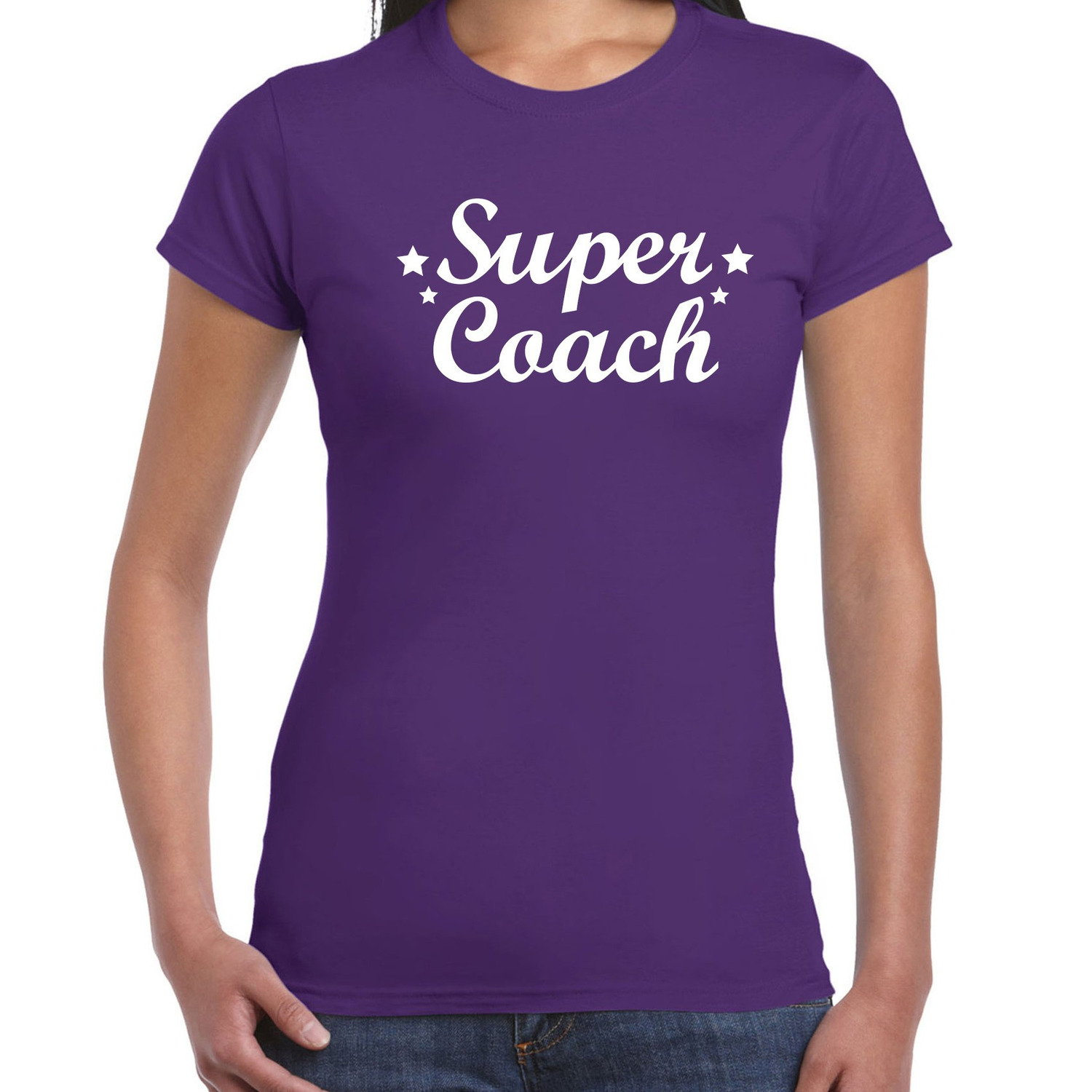 Super coach cadeau t-shirt paars voor dames