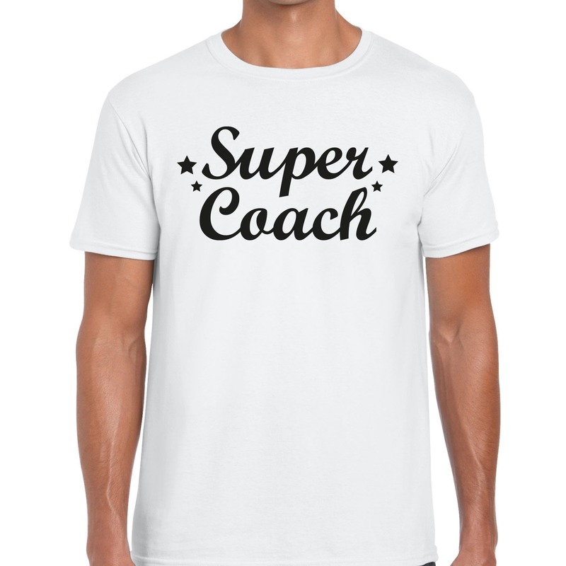 Super Coach cadeau t-shirt wit voor heren