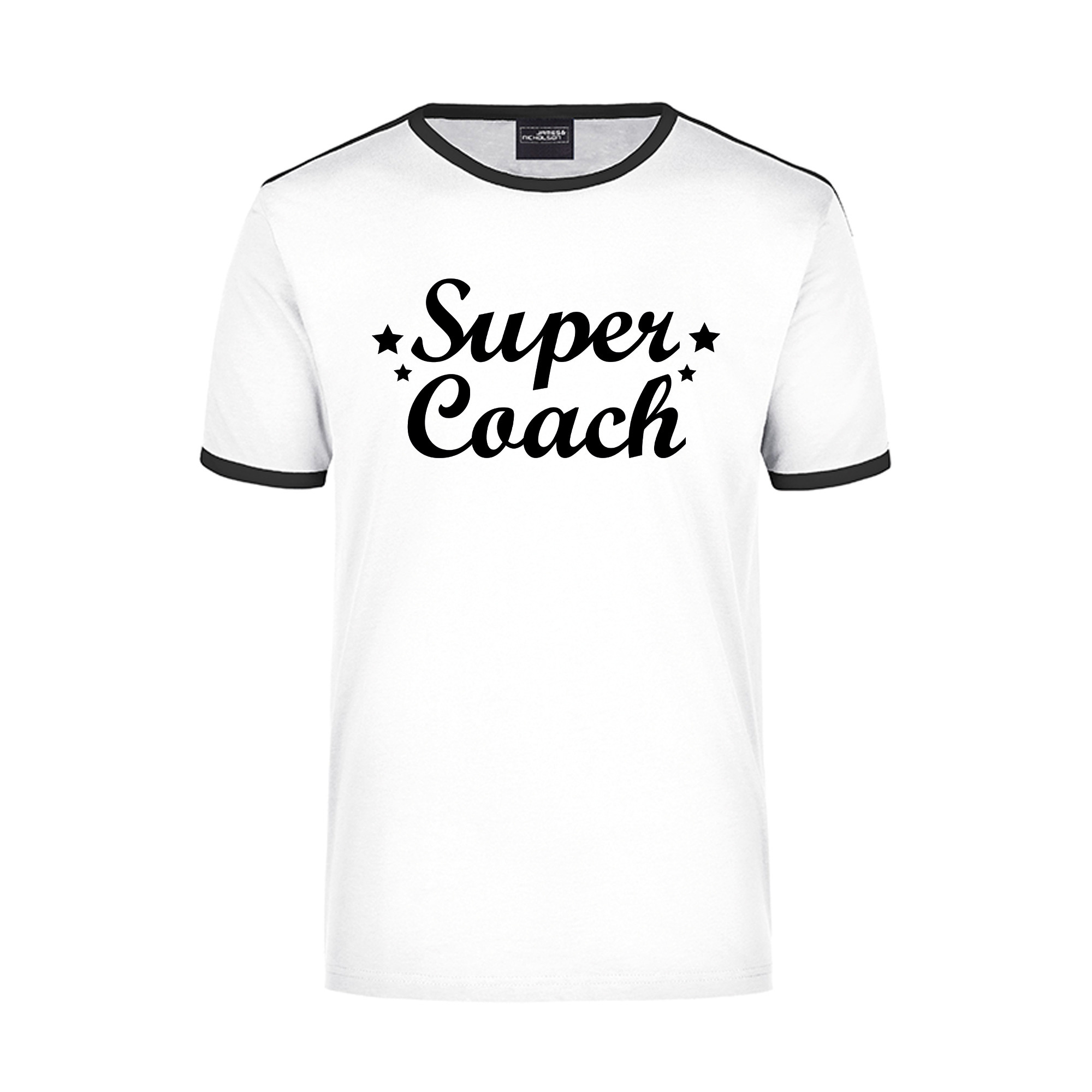 Super coach wit/zwart ringer t-shirt voor heren