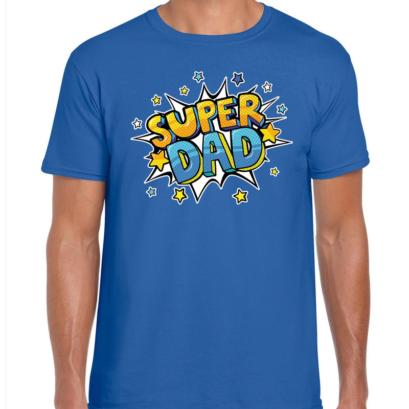 Super dad cadeau t-shirt voor papa blauw voor heren