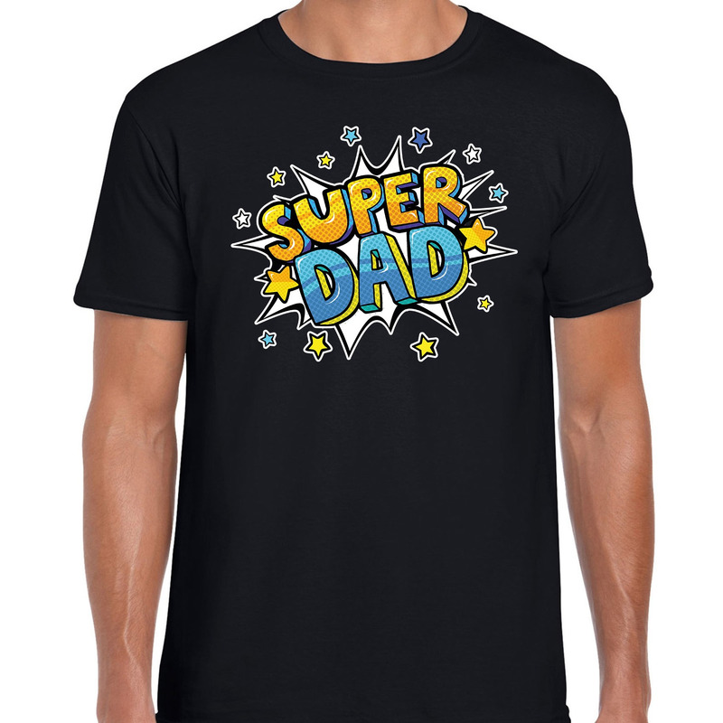 Super dad cadeau t-shirt voor papa zwart voor heren