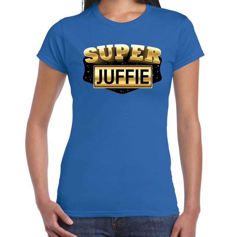 Super Juffie cadeau t-shirt blauw voor dames
