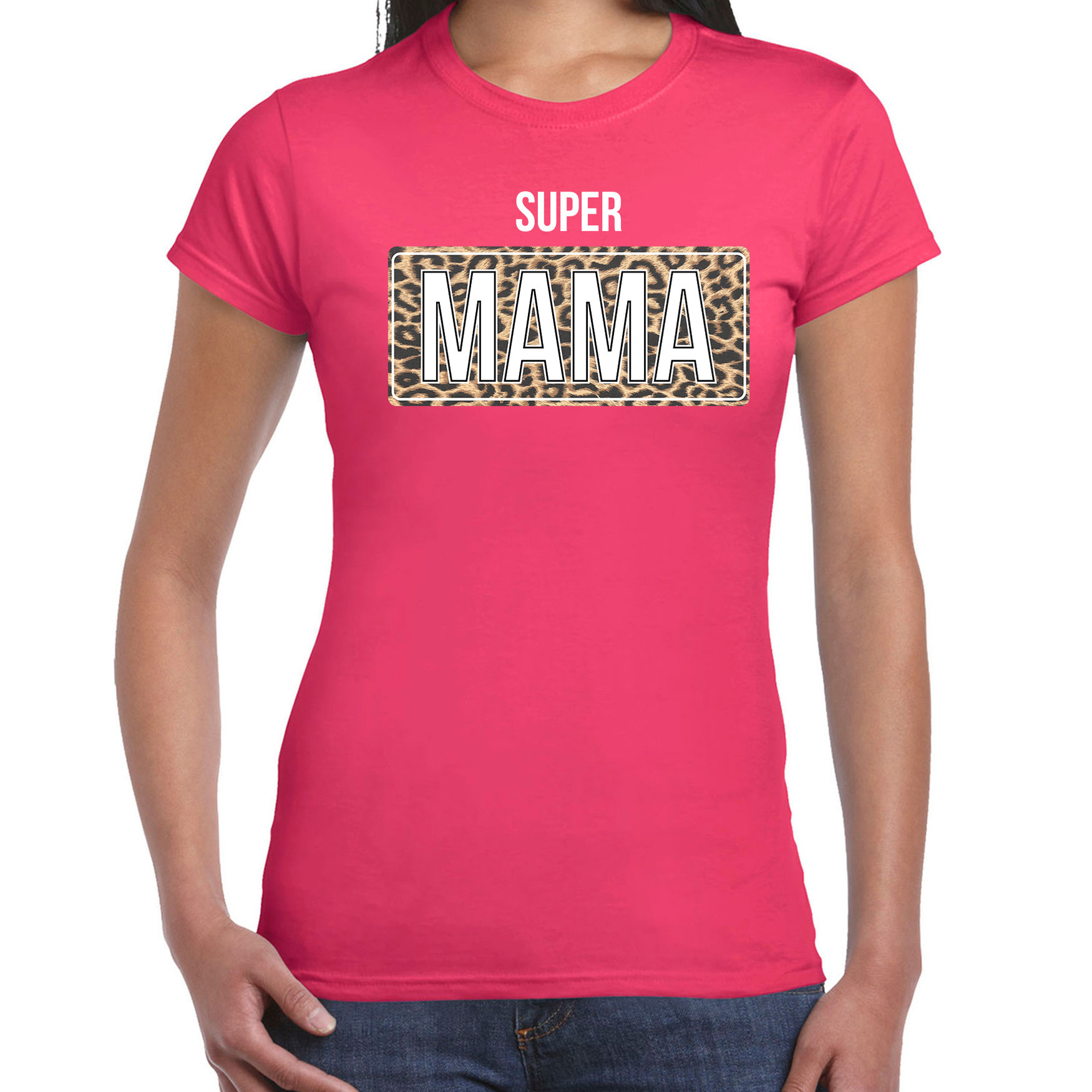 Super mama cadeau t-shirt roze voor dames