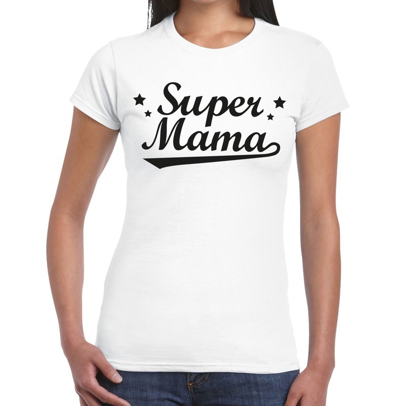 Super mama cadeau t-shirt wit dames