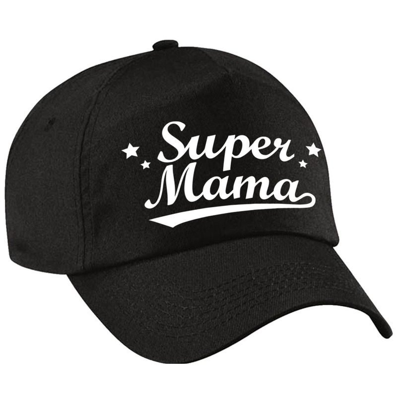 Super mama moederdag cadeau pet /cap zwart voor dames