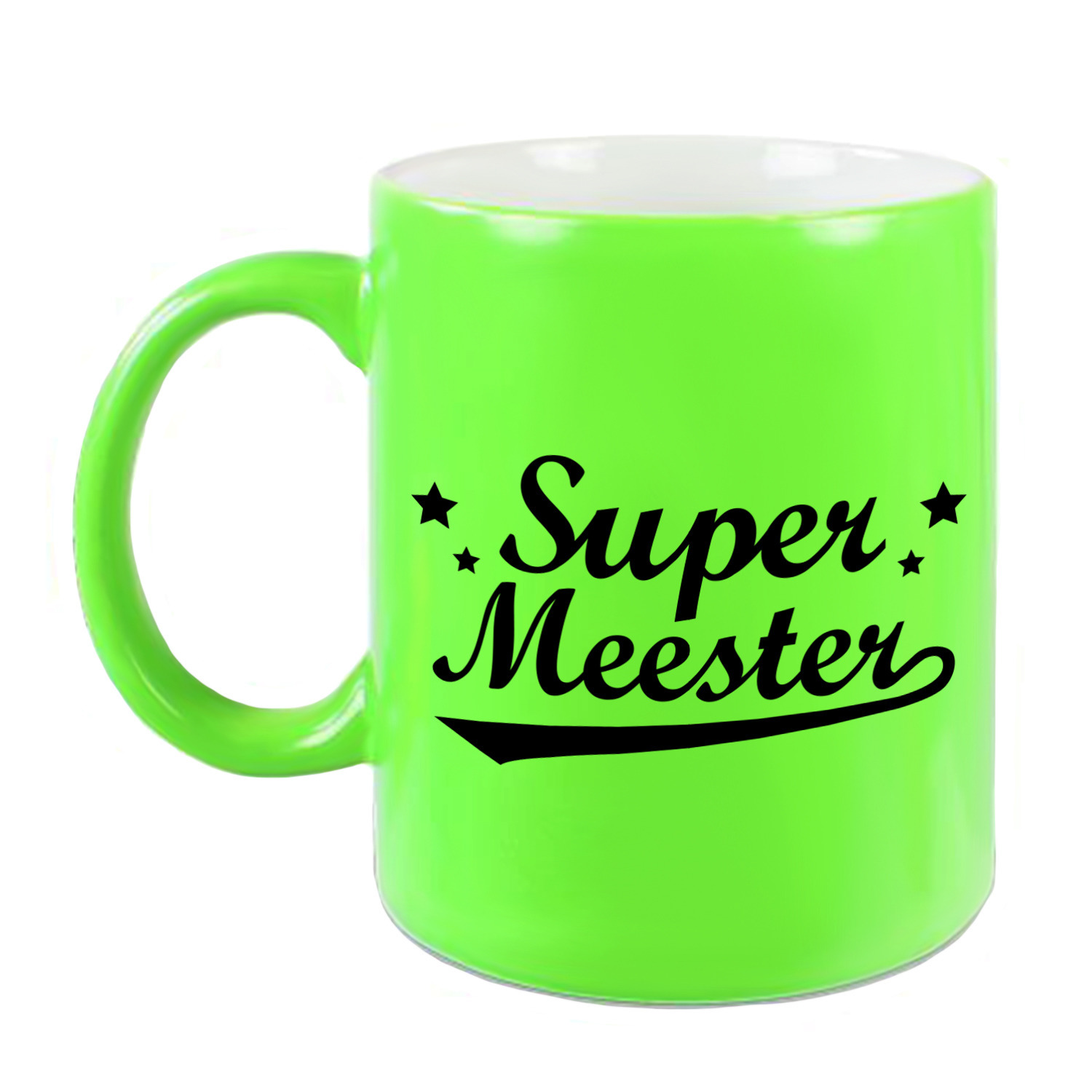 Super meester cadeau mok / beker neon groen 330 ml