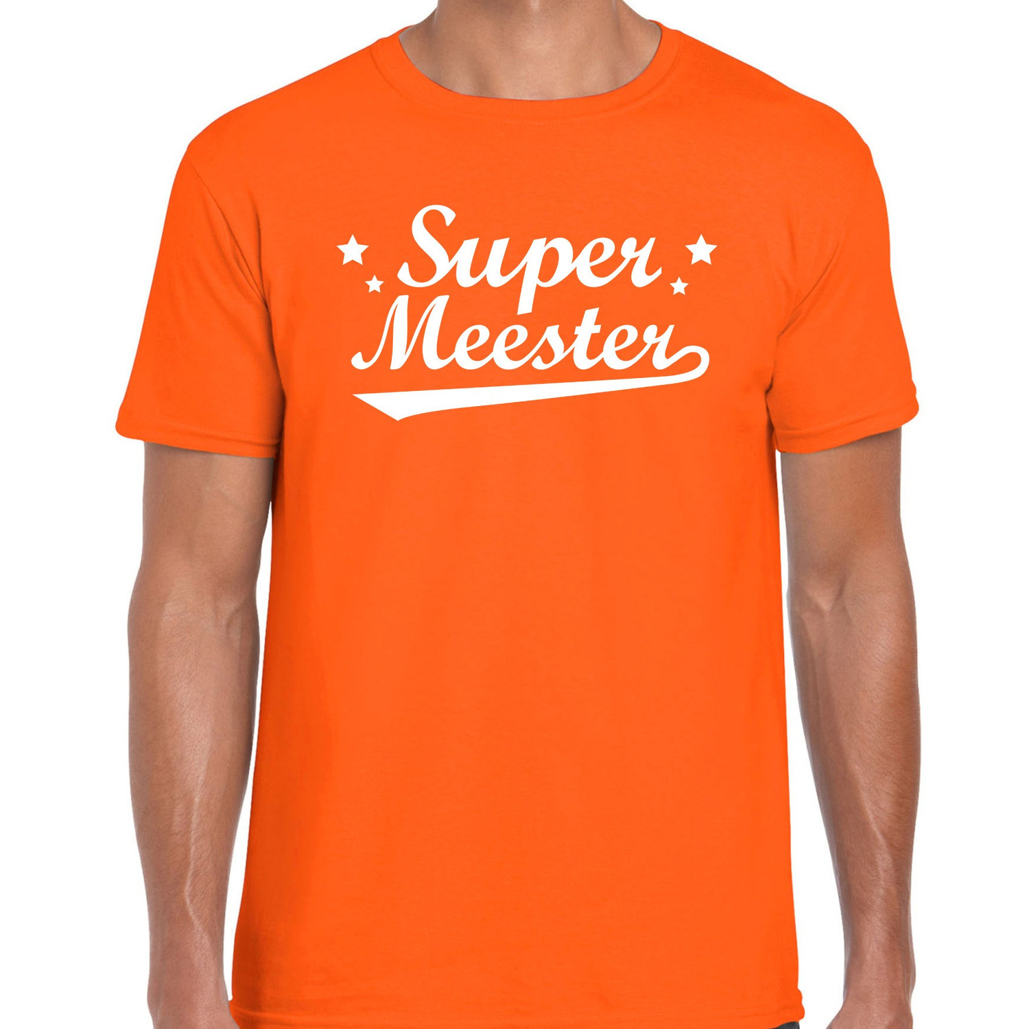 Super meester cadeau t-shirt oranje heren