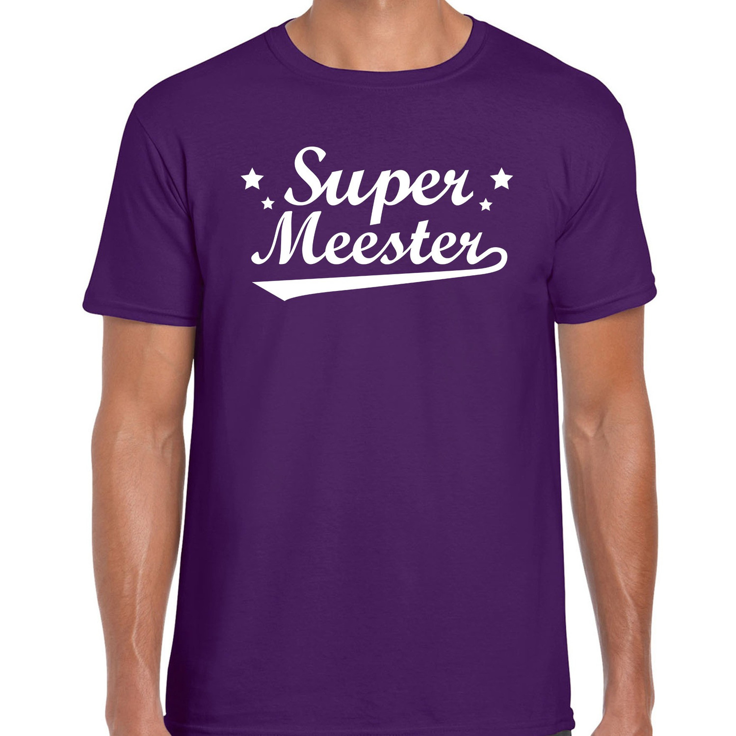 Super meester cadeau t-shirt paars heren