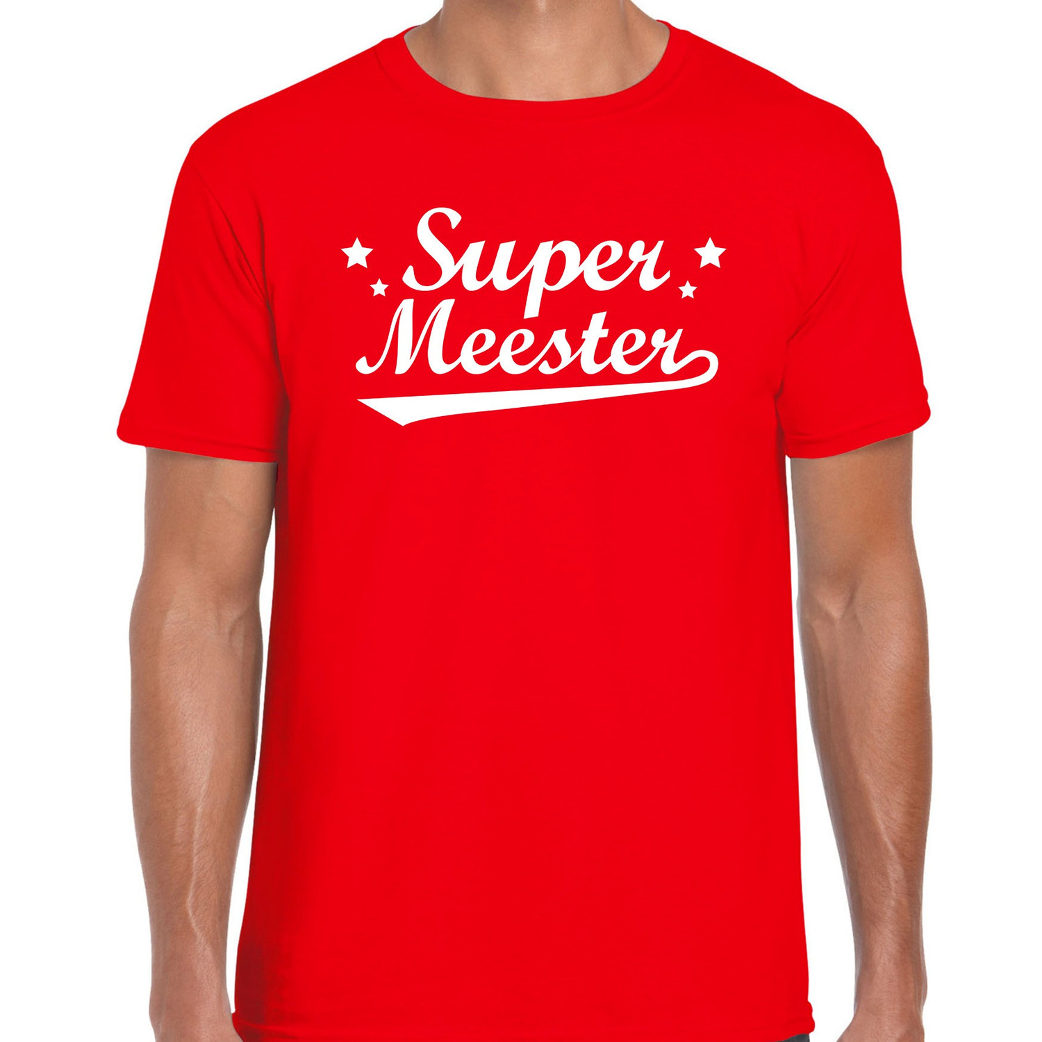 Super meester cadeau t-shirt rood heren