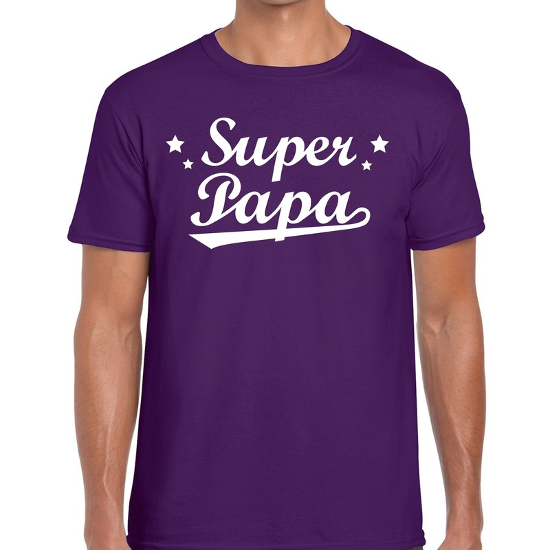 Super papa cadeau t-shirt paars voor heren