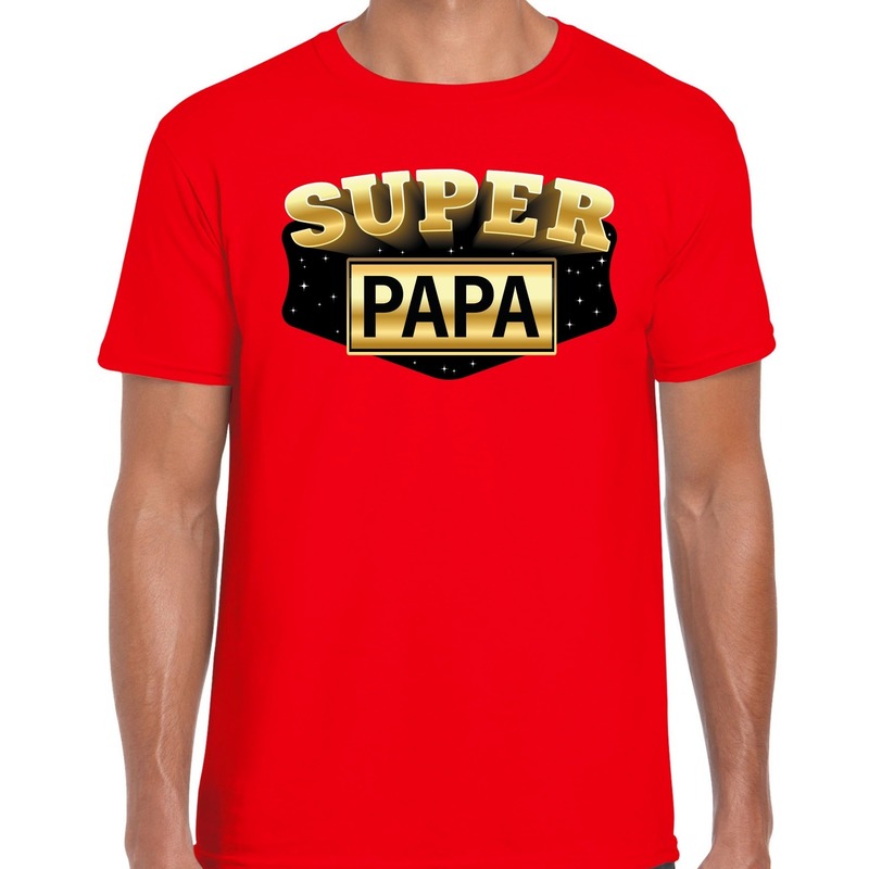 Super papa cadeau t-shirt rood voor heren