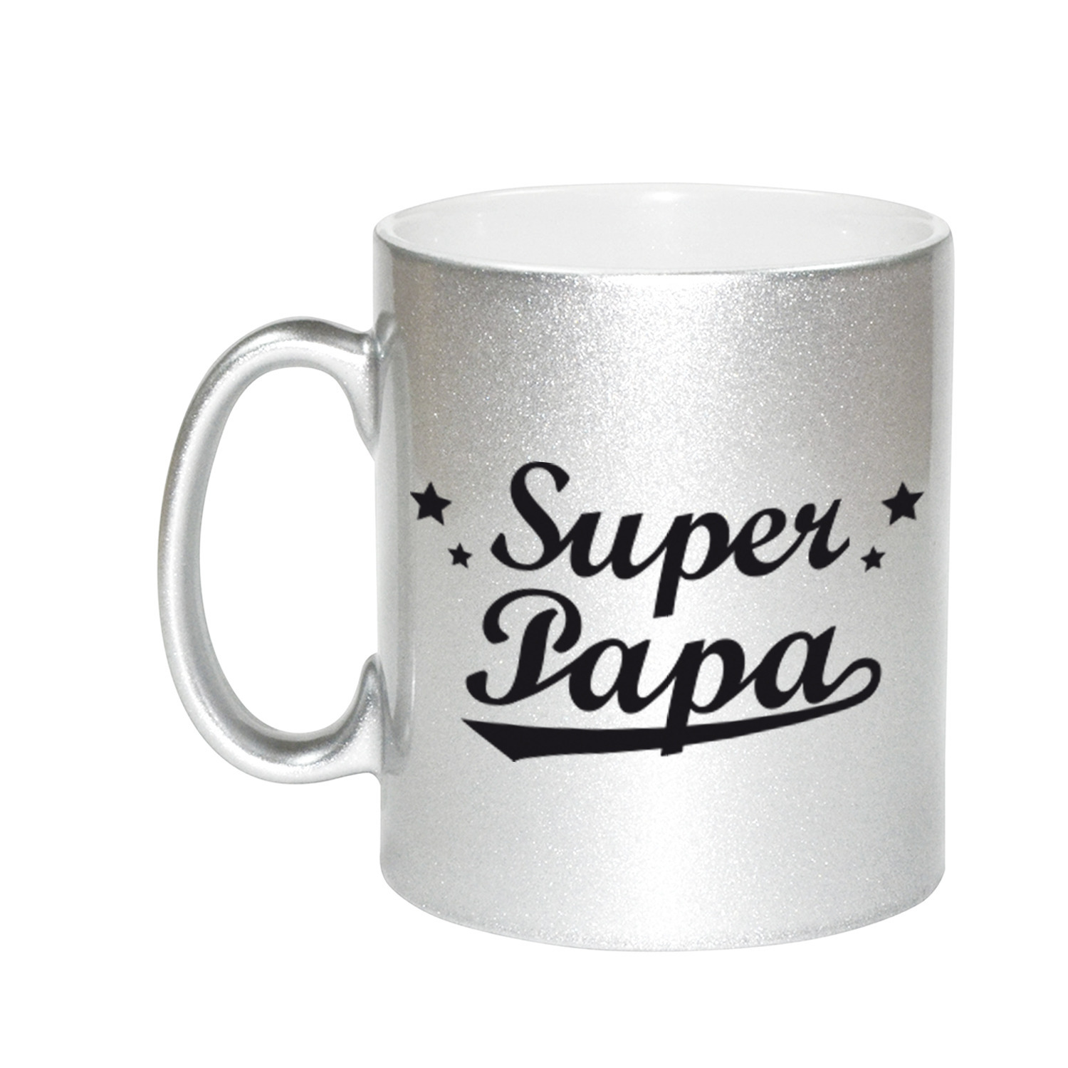 Super papa zilveren mok / beker voor Vaderdag 330 ml