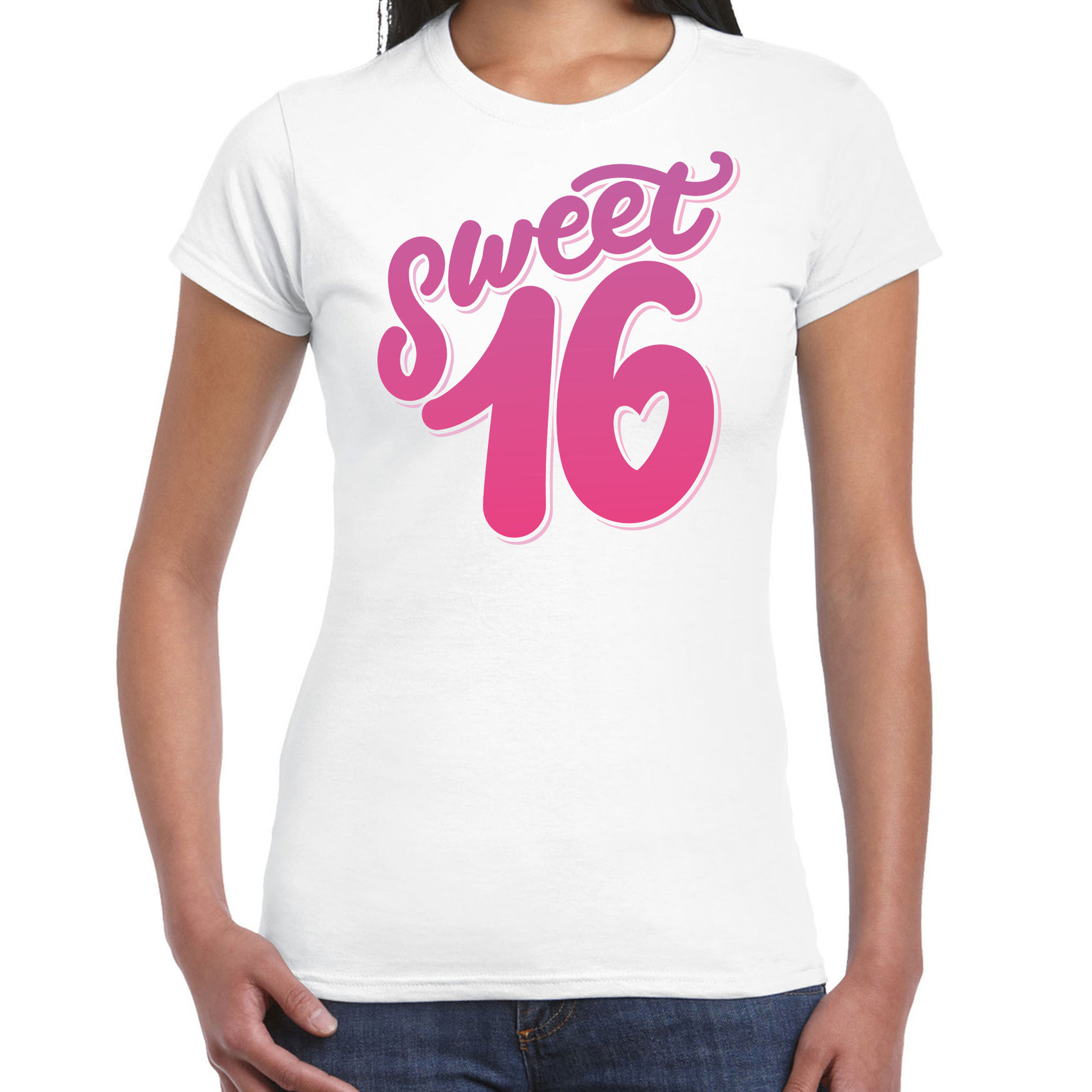 Sweet 16 verjaardag cadeau t-shirt wit dames