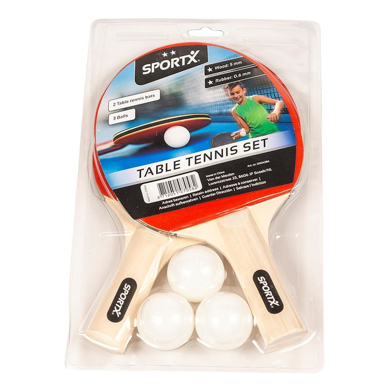 Tafeltennis batjes Ping Pong set met 3 ballen